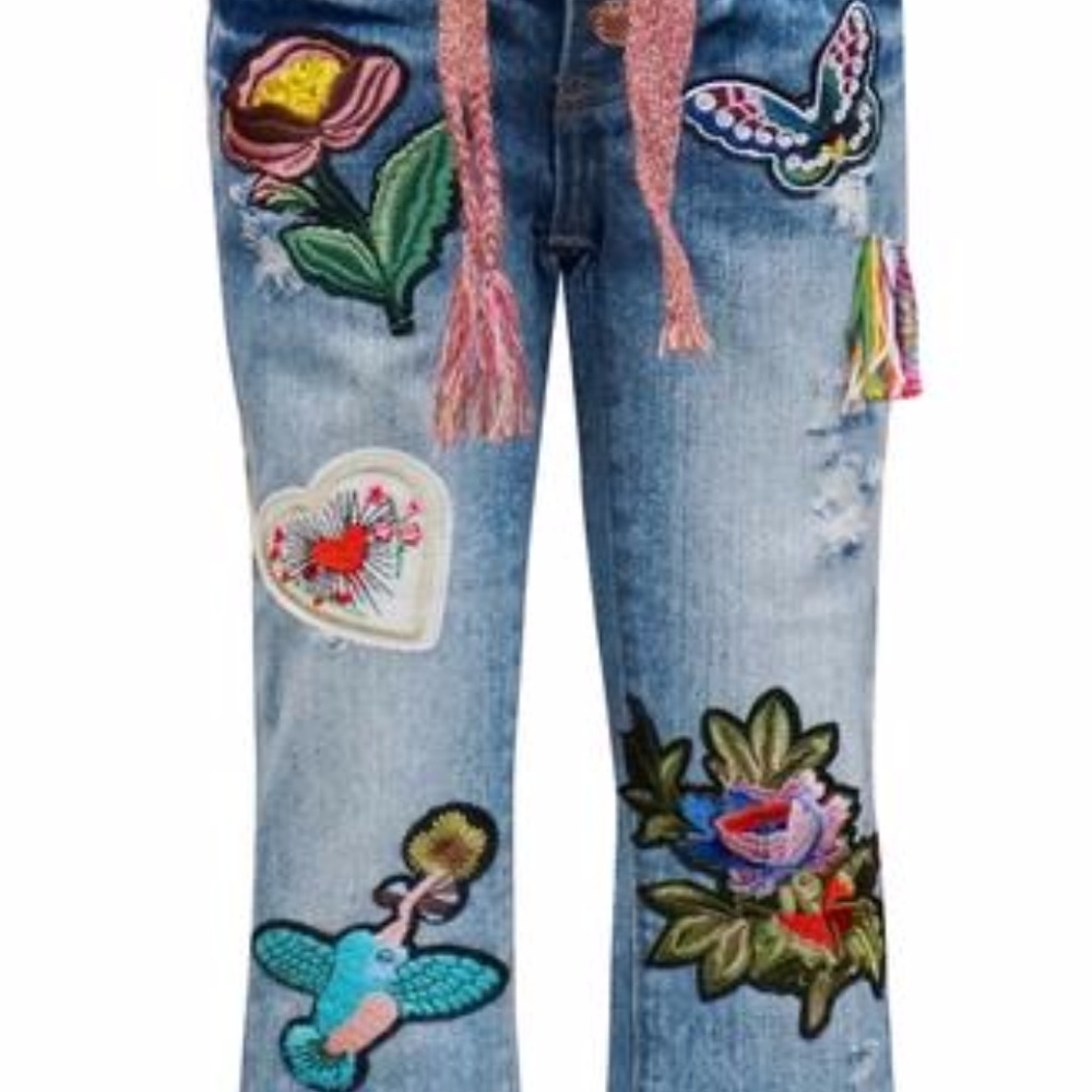 Girls Embrodried Jeans w/ Tie Belt 4y